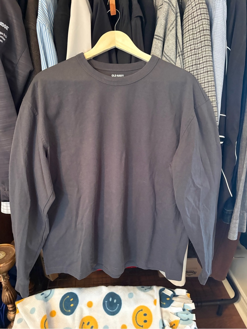 Men's Long Sleeve Crewneck Shirt - Charcoal